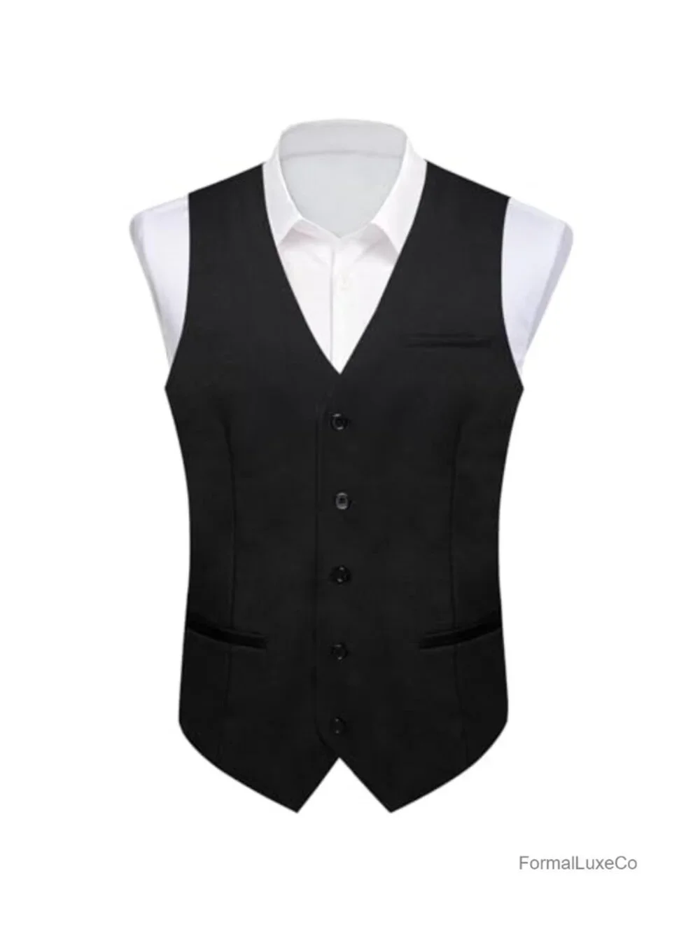Men's Suit Vest Tuxedo V-Neck Button Dress Waistcoat with Pockets